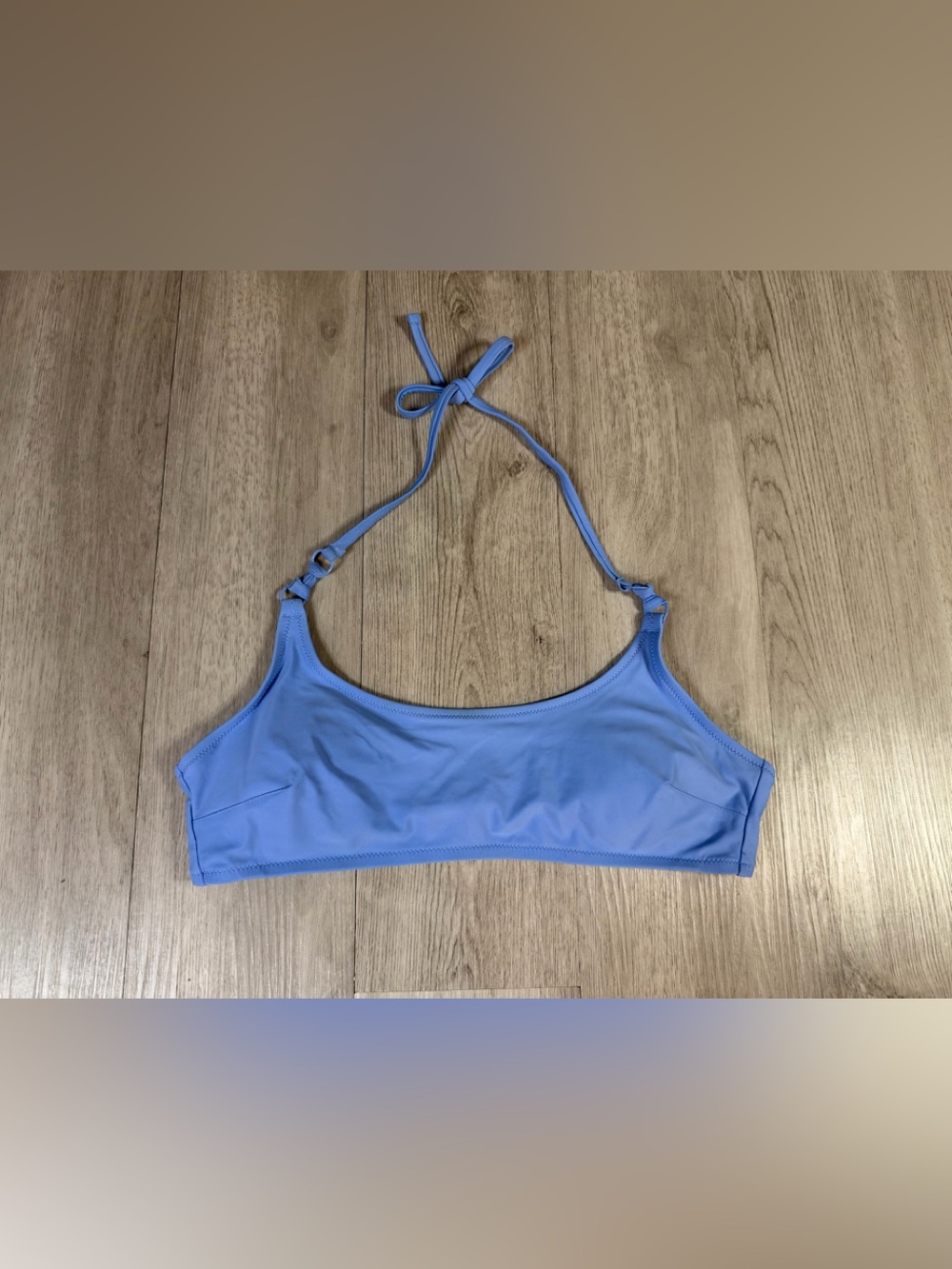 Aerie Women’s Blue Solid Tie Halter Bikini Swim Top Size L Regular